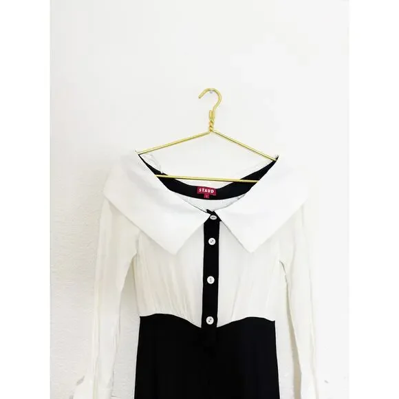 Staud Palladium Jumpsuit Sz 0 Off Shoulder Straight Leg Minimalist Quiet Luxury - Picture 4 of 13